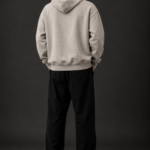 Ombrellia oatmeal grey oversized hoodie back view plain design