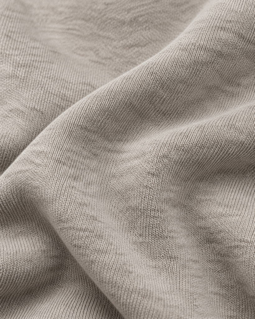 Ombrellia oatmeal grey heather fabric texture closeup