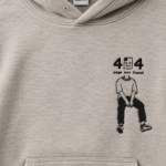 Ombrellia hoodie chest embroidery closeup with brand label