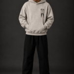 Ombrellia oatmeal grey oversized hoodie front view with 404 page not found embroidery